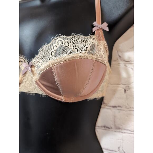 Fraulein Annie Cinnamon Lace And Satin Shelf Bra NWOT 34B Underwire - Picture 5 of 13